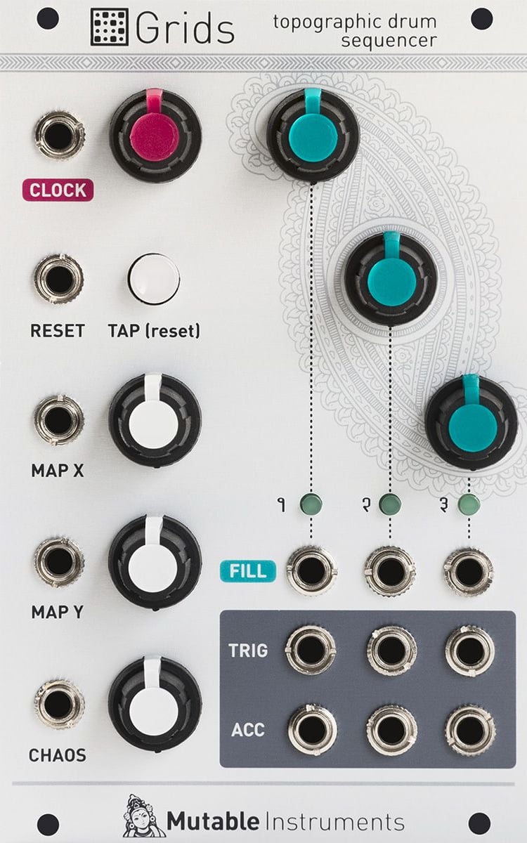 Mutable Instruments Grids 전면 패널