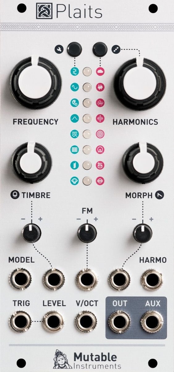 Mutable Instruments Plaits 전면 패널